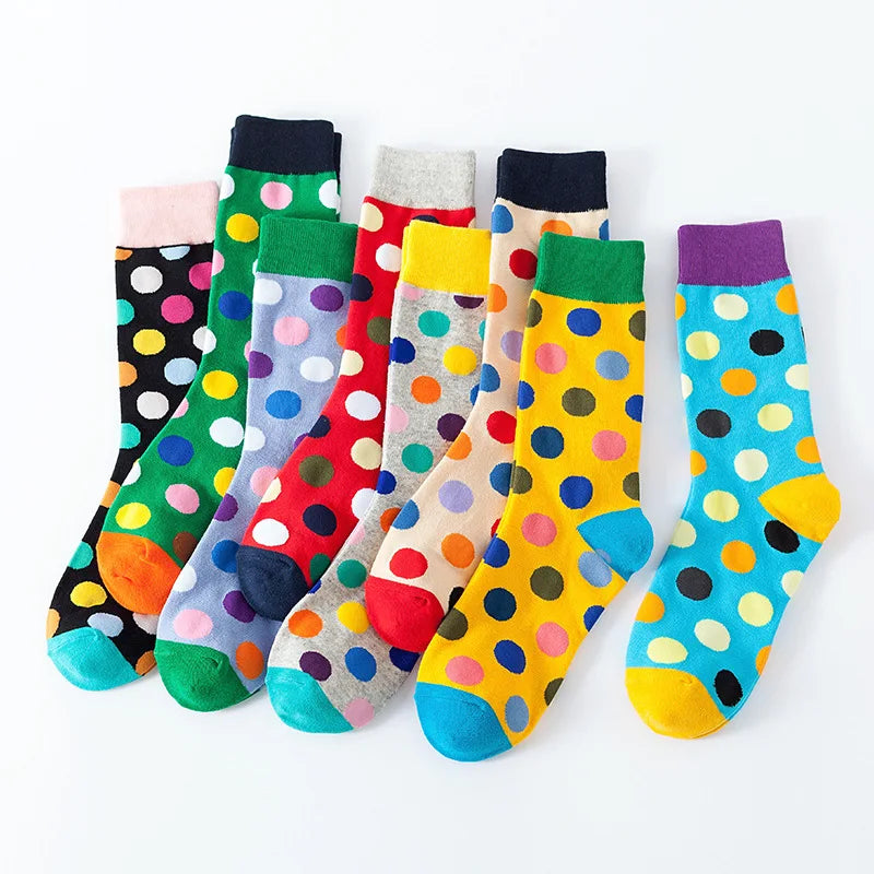 Women Crew Socks Funny Cute Cartoon candy color dot crew socks