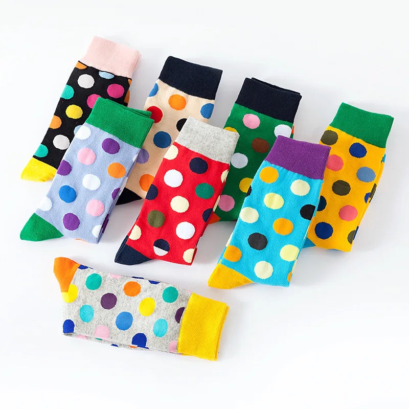 Women Crew Socks Funny Cute Cartoon candy color dot crew socks