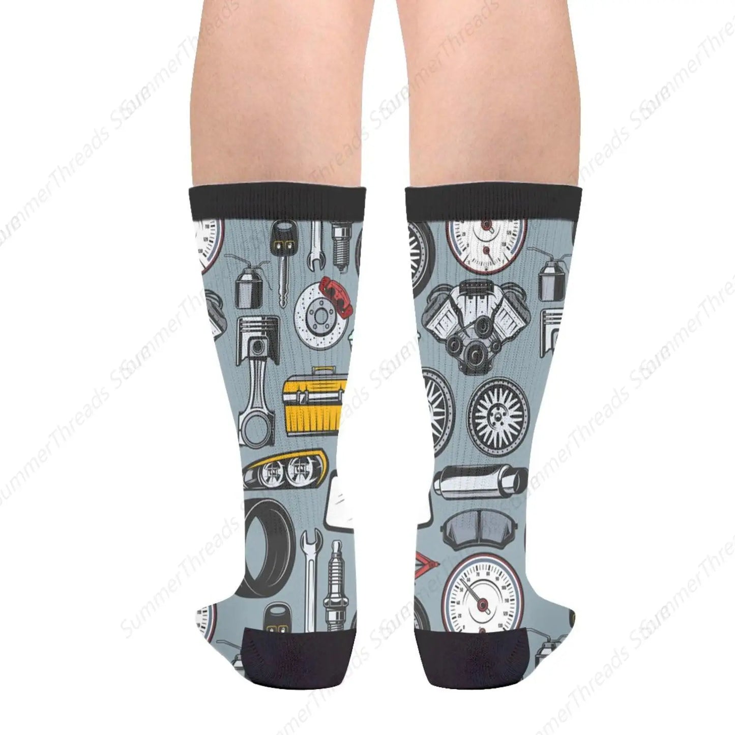 Car Mechanic Novelty Crew Socks Casual Crazy Funny Dress Socks For Women Men Teens Gift