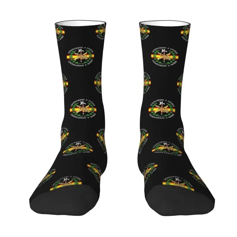 Spanish Legion Men Women Crew Socks Unisex Novelty Spain Burgundy Cross Spring Summer Autumn Winter Dress Socks