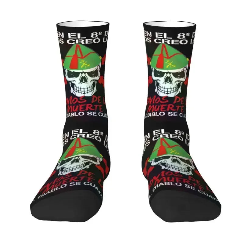 Spanish Legion Men Women Crew Socks Unisex Novelty Spain Burgundy Cross Spring Summer Autumn Winter Dress Socks