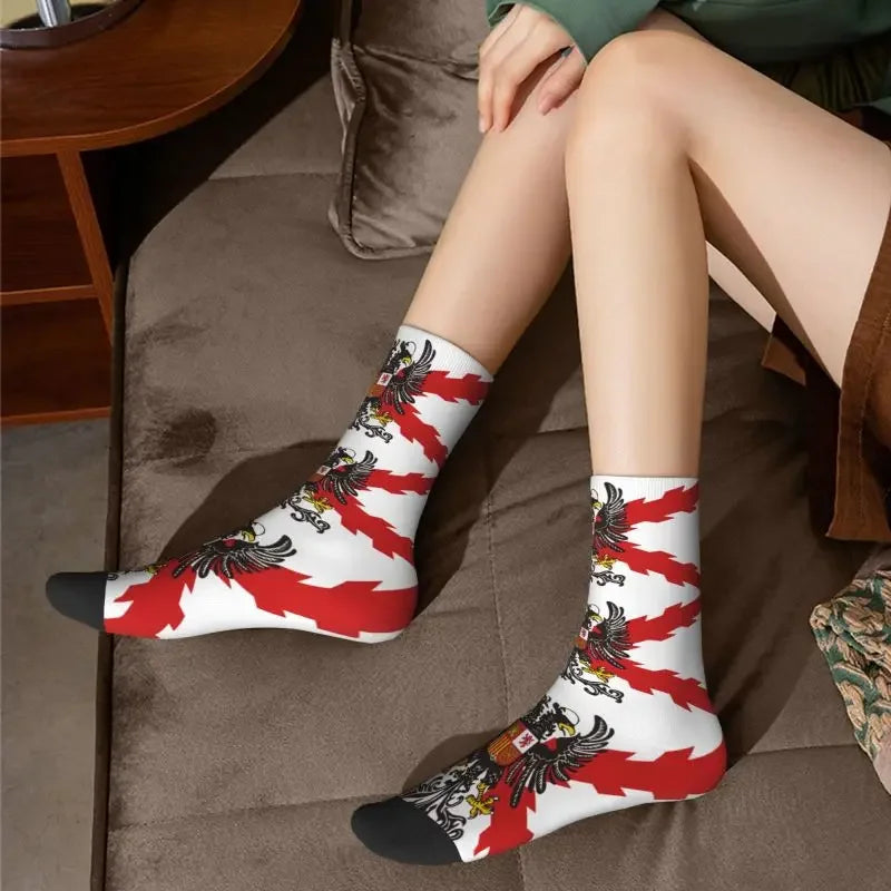 Spanish Legion Men Women Crew Socks Unisex Novelty Spain Burgundy Cross Spring Summer Autumn Winter Dress Socks