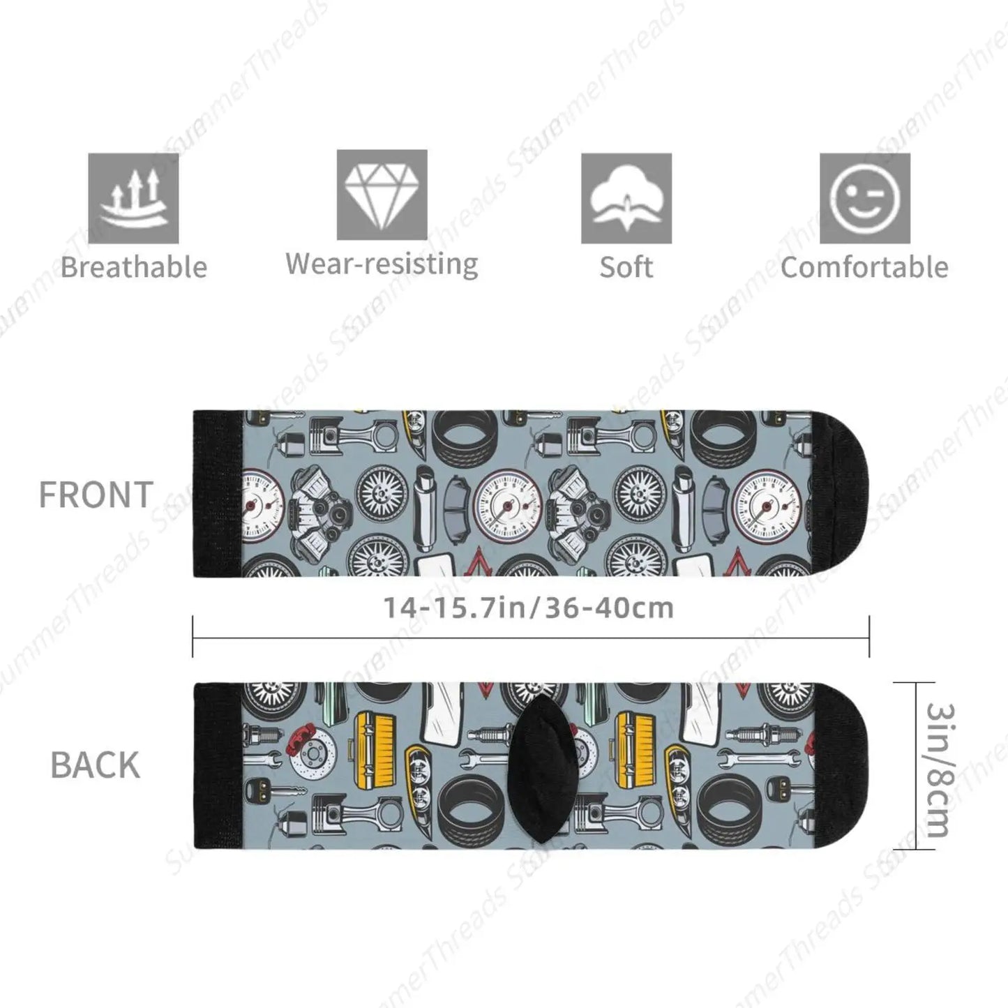 Car Mechanic Novelty Crew Socks Casual Crazy Funny Dress Socks For Women Men Teens Gift